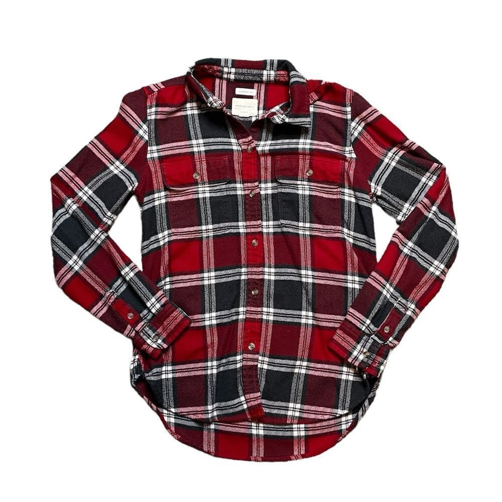 AMERICAN EAGLE Ahh-Mazingly Soft Classic Fit Red Black Plaid Flannel Size small